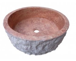 Travertin Rose Vasque Cylindre Éclate 2