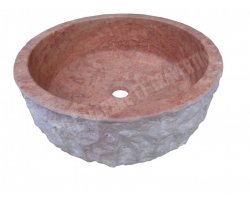 Travertin Rose Vasque Cylindre Éclate 2