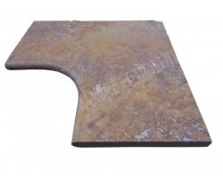 Travertin Jaune 1A Margelle Rentrant 61x61 3 Arrondi 2