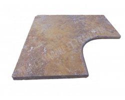 Travertin Jaune 1A Margelle Rentrant 61x61 3 Arrondi 2