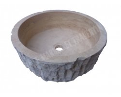 Travertin Beige Vasque Cylindre Éclate Adouci 2