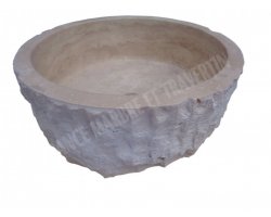Travertin Beige Vasque Cylindre Éclate Adouci 2