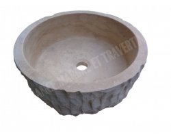 Travertin Beige Vasque Cylindre Éclate Adouci 2