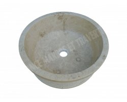 Travertin Beige Vasque 2 Cylindre Strié 2