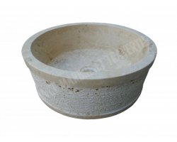 Travertin Beige Vasque 2 Cylindre Strié 2