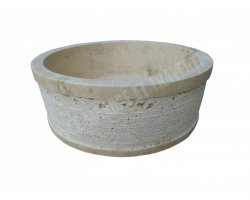 Travertin Beige Vasque 2 Cylindre Strié 2
