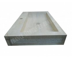 Travertin Beige Évier Motif B 70x45 10 cm Adouci 2