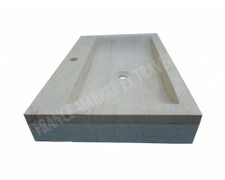 Travertin Beige Évier Motif C 70x45 10 cm Adouci 2