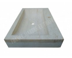 Travertin Beige Évier Motif C 70x45 10 cm Adouci 2