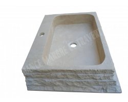 Travertin Beige Évier Pyramide 60x45 13 cm Éclate  2