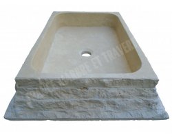 Travertin Beige Évier 60x45 13 cm Adouci 2