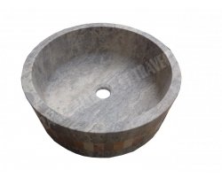 Travertin Silver Vasque Cylindre Mosaïque Adouci 2