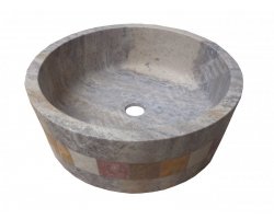 Travertin Silver Mosaïque Vasque Cylindre Adouci 2