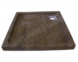 Travertin Noce Bac À Douche 90x90 cm Adouci 2