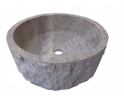 Travertin Silver Vasque Cylindre Éclaté 2