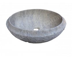 Travertin Silver Vasque Bol Bord Motif Strié 2