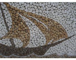 Travertin Tableau Bateau 92x66 cm Mosaïque 2