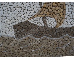 Travertin Tableau Bateau 92x66 cm Mosaïque 2