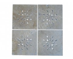 Travertin Beige Siphon Soleil Rainure 28x28 cm 2