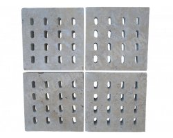 Travertin Beige Siphon Petit Ovale 18x18 cm 2