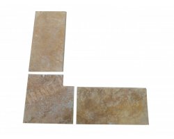 Travertin Jaune 3A Margelle Rentrant 40x40 3 Arrondi 2