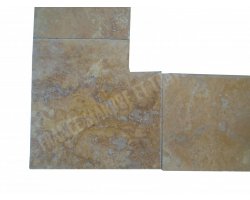 Travertin Jaune 3A Margelle Rentrant 40x40 3 Arrondi 2