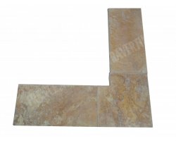 Travertin Jaune 3A Margelle Rentrant 40x40 3 Arrondi 2