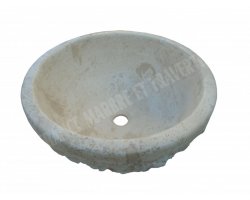 Travertin Beige Vasque Bol 20 cm Éclate  2