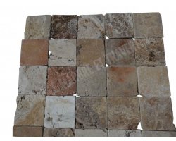 Travertin Jaune Valencia Scabas 10x10 cm Antique 2