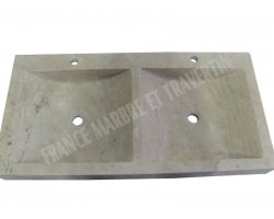 Travertin Beige Évier 2 Bacs 100x50 10 cm Adouci 2