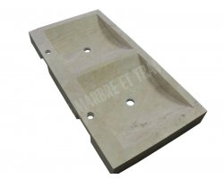 Travertin Beige Évier 2 Bacs 100x50 10 cm Adouci 2