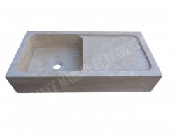 Travertin Beige Évier 1 Bac 90x46 18 cm Adouci 2