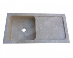 Travertin Beige Évier 1 Bac 90x46 18 cm Adouci 2