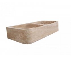 Travertin Beige Évier 2 Bacs 90x46 18 cm Adouci 2