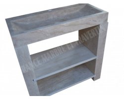 Travertin Beige Évier Meuble 2 Étagères Adouci 2