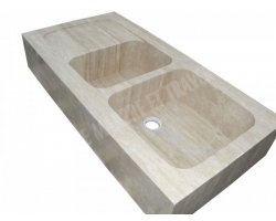Travertin Beige Veine Évier 120x60 20 cm Adouci 2