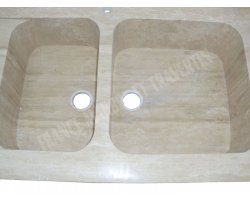 Travertin Beige Veine Évier 120x60 20 cm Adouci 2