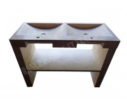 Travertin Beige Évier Meuble 2 Bacs Adouci 2