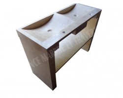 Travertin Beige Évier Meuble 2 Bacs Adouci 2