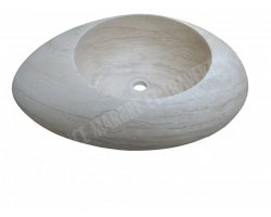 Travertin Beige Vasque Galet 70x40 cm Adouci 2