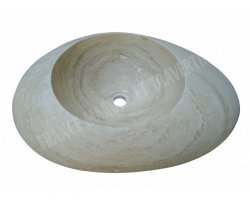 Travertin Beige Vasque Galet 70x40 cm Adouci 2