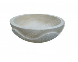 Travertin Beige Vasque Bol Vague Adouci 2