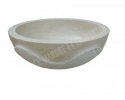 Travertin Beige Vasque Bol Vague Adouci 2