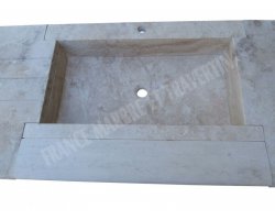 Travertin Beige Évier 70x46 18 cm 2 Plan Travaille 2