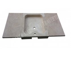 Travertin Beige Évier 70x50 10 cm avec 2 Tablettes 2