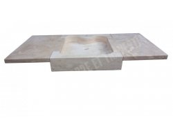 Travertin Beige Évier 70x50 10 cm avec 2 Tablettes 2