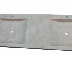 Travertin Beige Évier 2 Bacs 140x50 10 cm Adouci 2