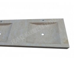 Travertin Beige Évier 2 Bacs 140x50 10 cm Adouci 2