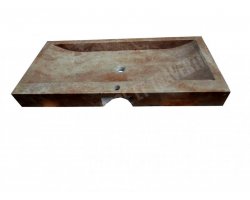 Travertin Noce Evier 1 Bac 100x50 10 cm Adouci 2