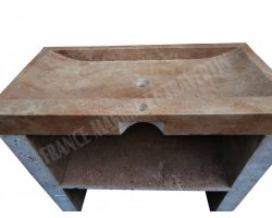 Travertin Noce Evier 100x50 10 cm Meuble 1 Bac  2